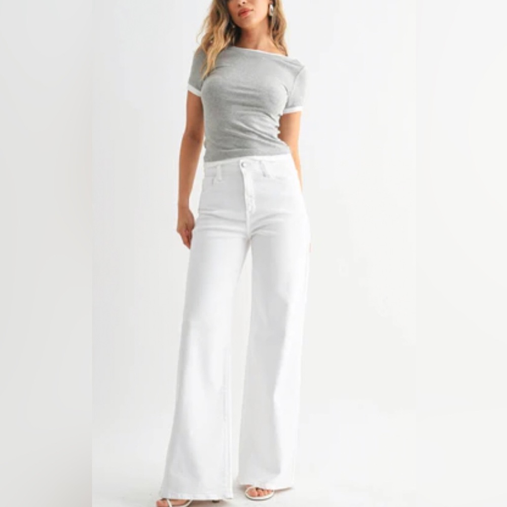 Vintage Y2K Invisible Waist White Flare Jeans